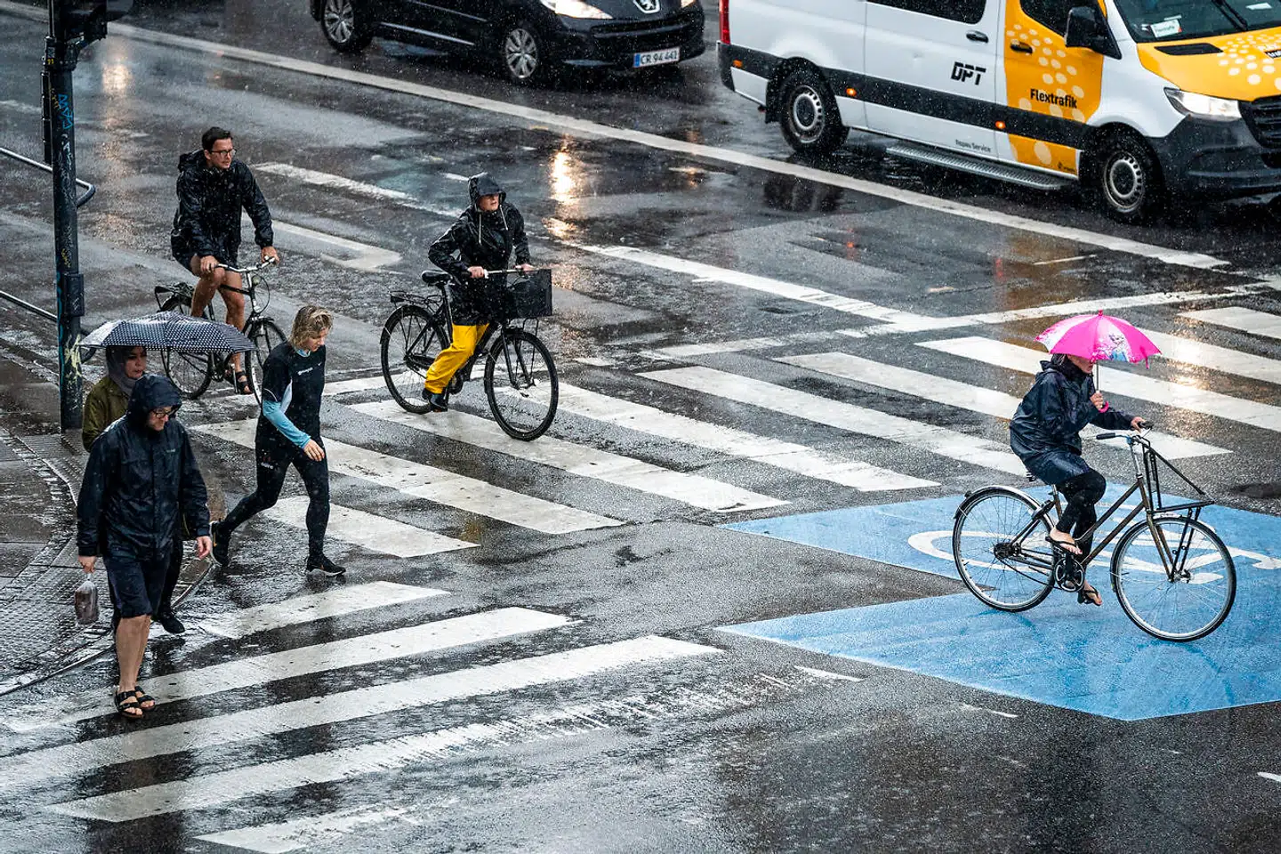 Her rammer et skybrud Nørrebro i København fredag 19. juni 2020.