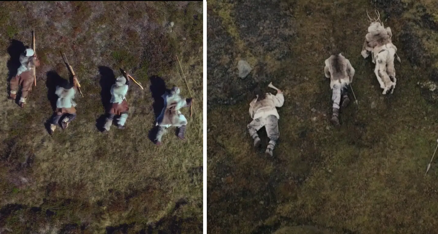 To forskellige flokke af jægere i hver sit program. DR til højre og SVT til venstre.