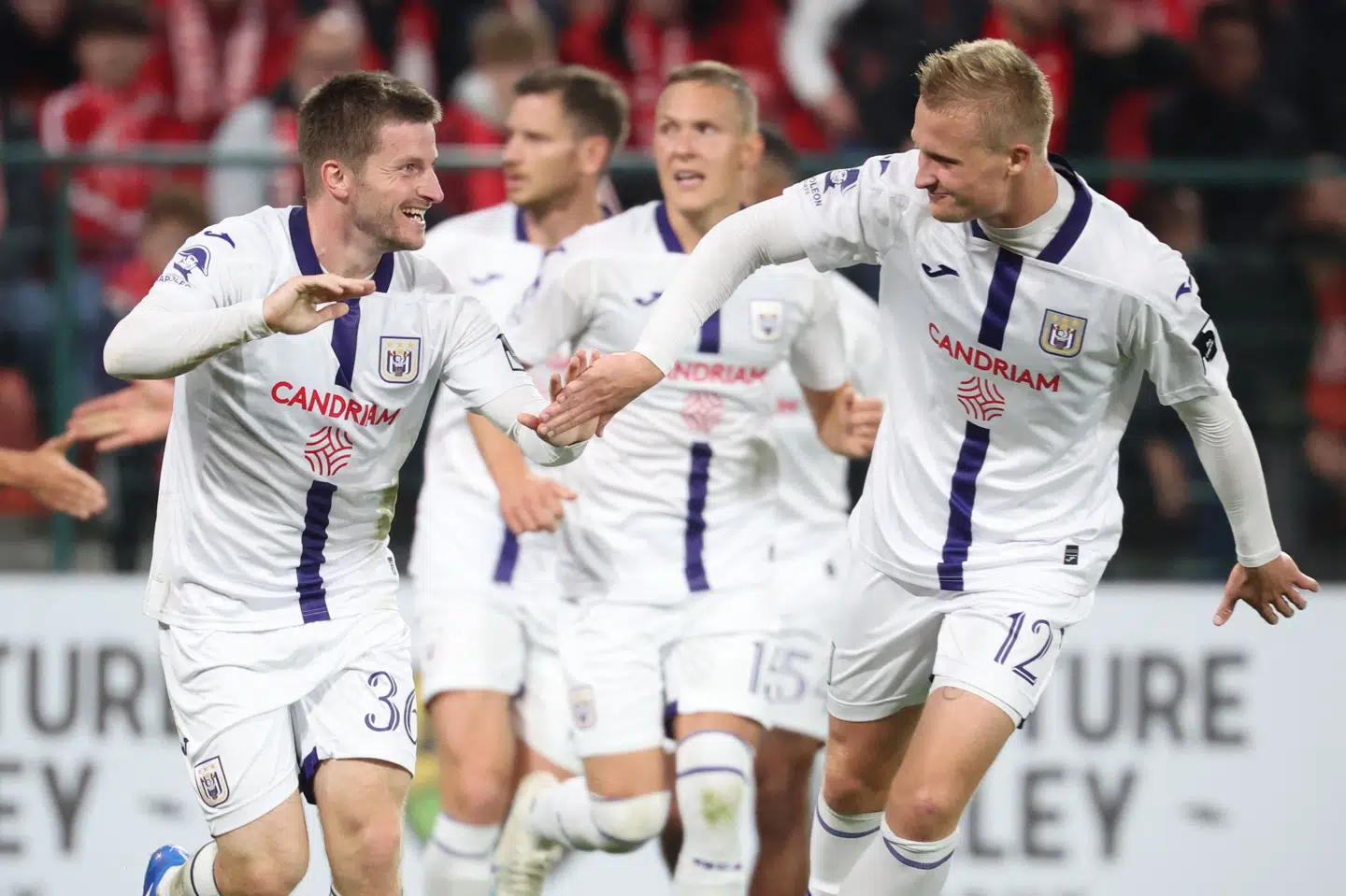 Anders Dreyer og Kasper Dolberg har scoret henholdsvis ni og ti ligamål for Anderlecht, der ligger nummer to i Jupiler League. (Arkivfoto).