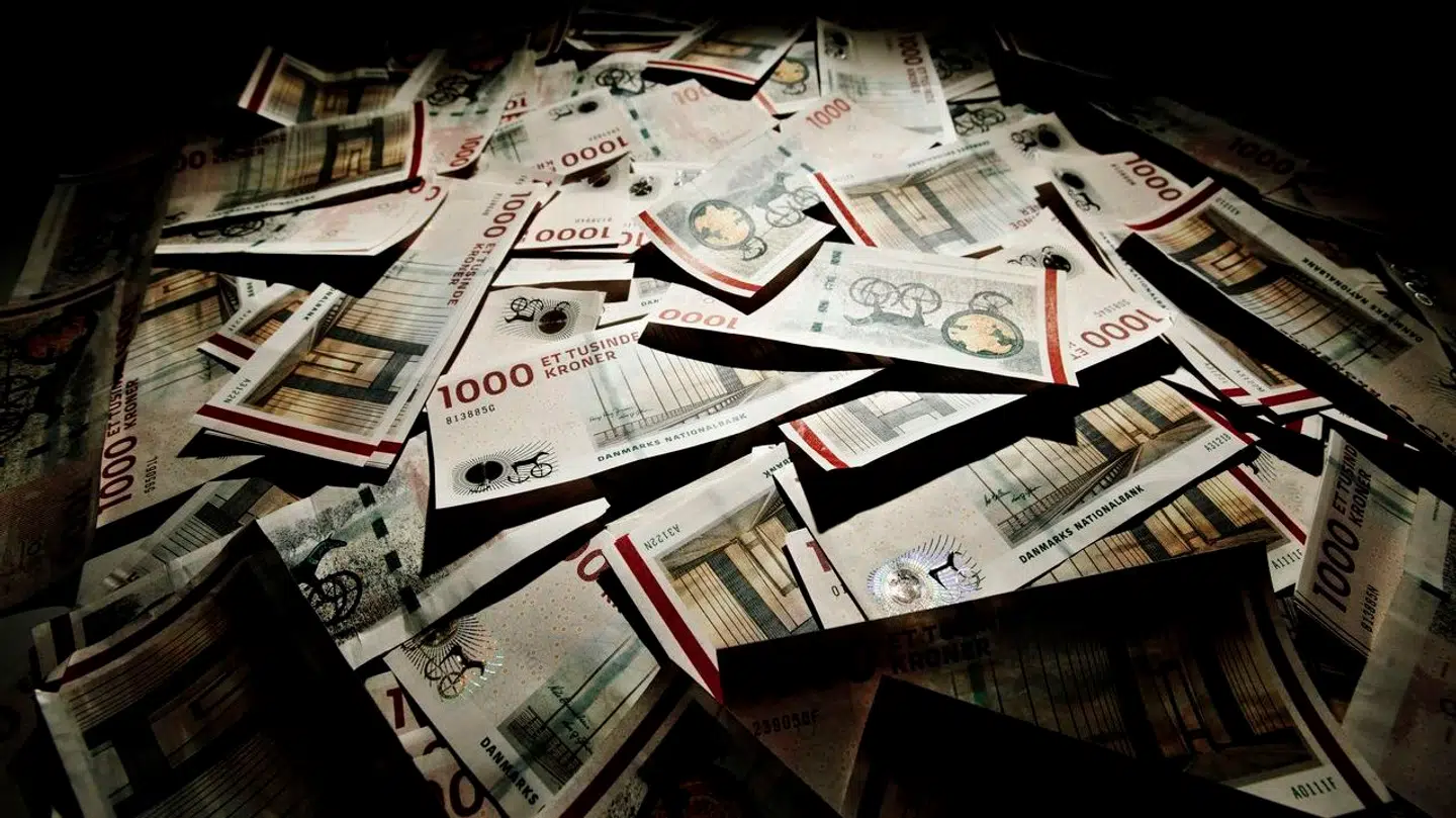 1000 kroner i sedler. Ialt er her fotograferet 250.000 kroner.