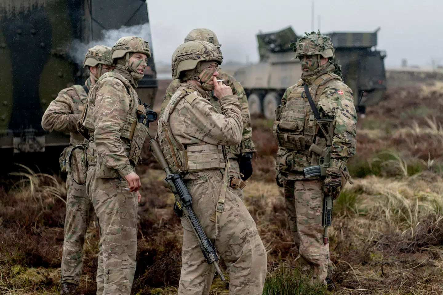 Længe har det været en offentlig hemmelighed, at det danske forsvar er tæt på at være »ikkeeksisterende«, mener Fillippa Gottlieb. Her afholdes international militærøvelse i Oksbøl i marts 2023.