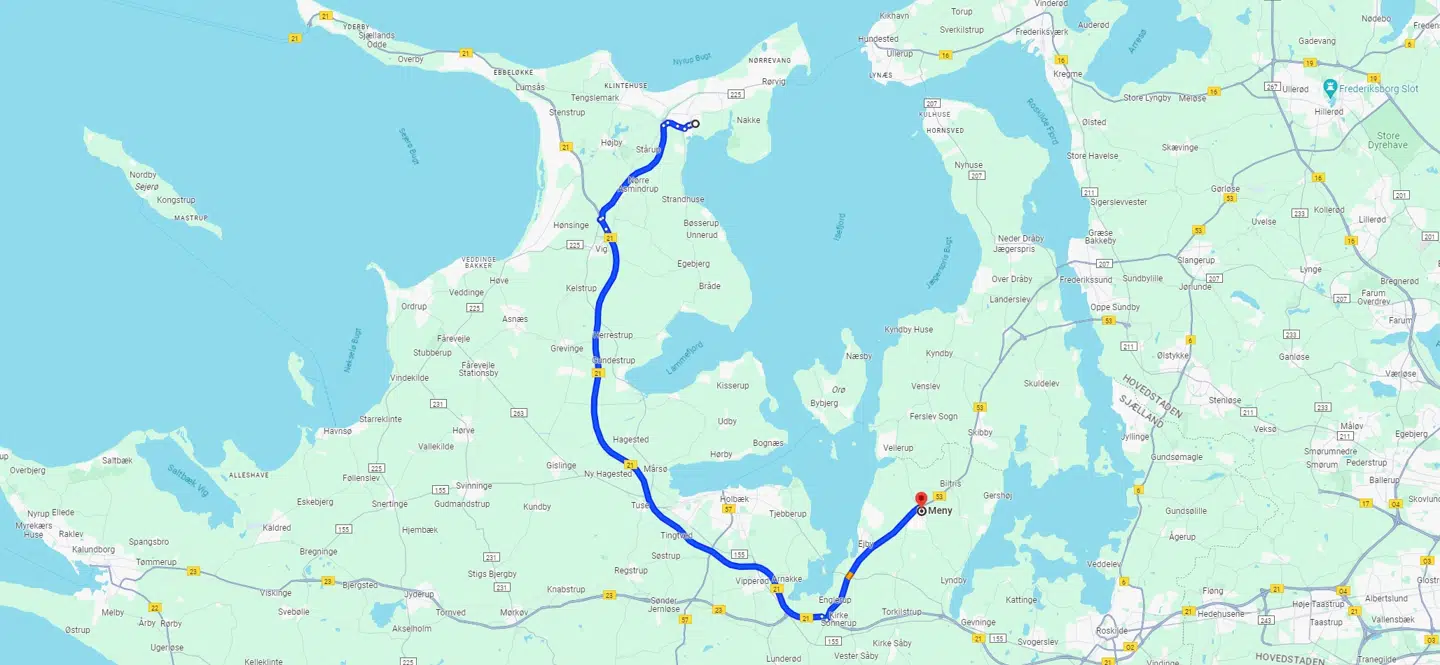 Der er 52,5 kilometer fra Claus Rosenvilles hjem til det udleveringssted, som PostNord benyttede til hans pakke.