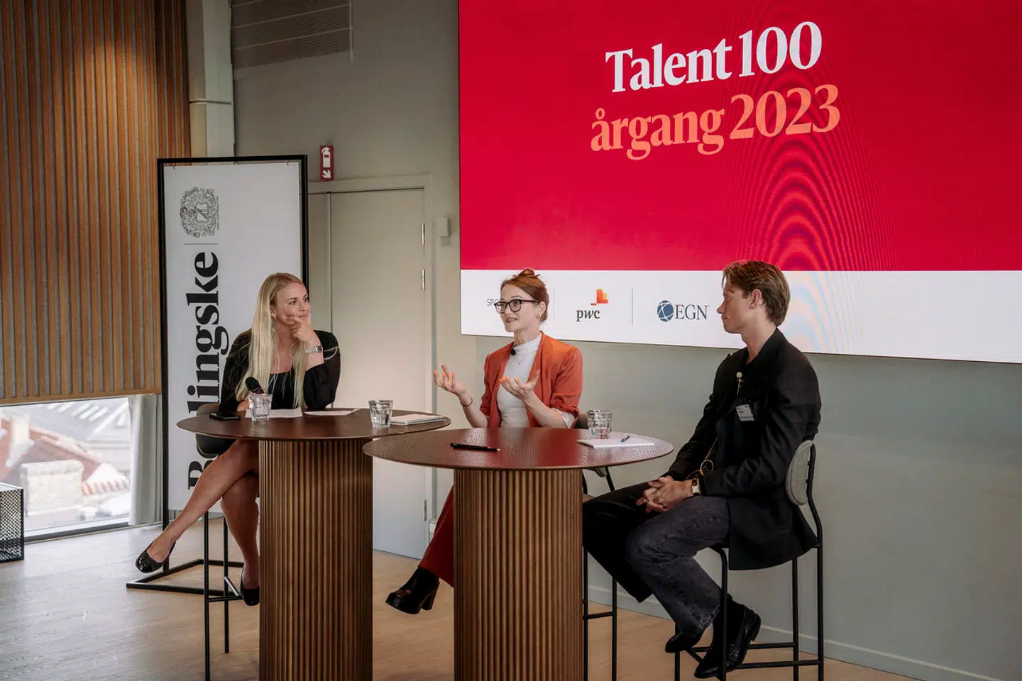 De to talenter Nina Möger Bengtsson og Nicky T. Petterson var på scenen og fortælle om deres arbejdsliv ved dette års Talent 100-event.