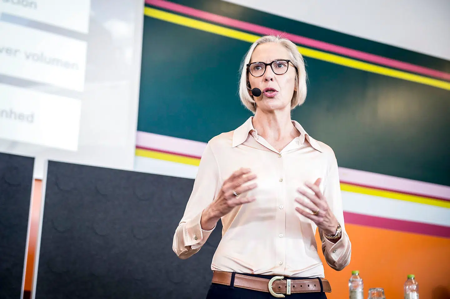 DRs generaldirektør, Maria Rørbye Rønn, fremlægger en spare- og udviklingsplan for Danmarks Radios medarbejdere og her på et pressemøde i DR Byen i København, tirsdag den 18. september 2018.. (Foto: Mads Claus Rasmussen/Ritzau Scanpix)