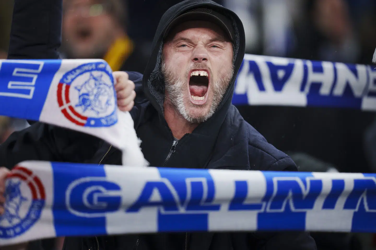 FCK-fan jubler efter Champions League-kampen mellem FC København og Galatasaray i Parken.