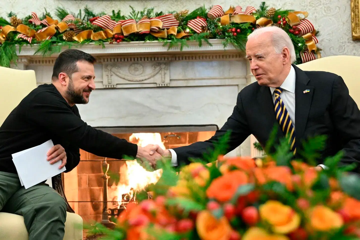 Den ukrainske præsident Volodymyr Zelenskyj mødtes med USAs præsident Joe Biden tidligere i december. En hovedhistorie i 2024 bliver, om Vesten svigter Ukraine.