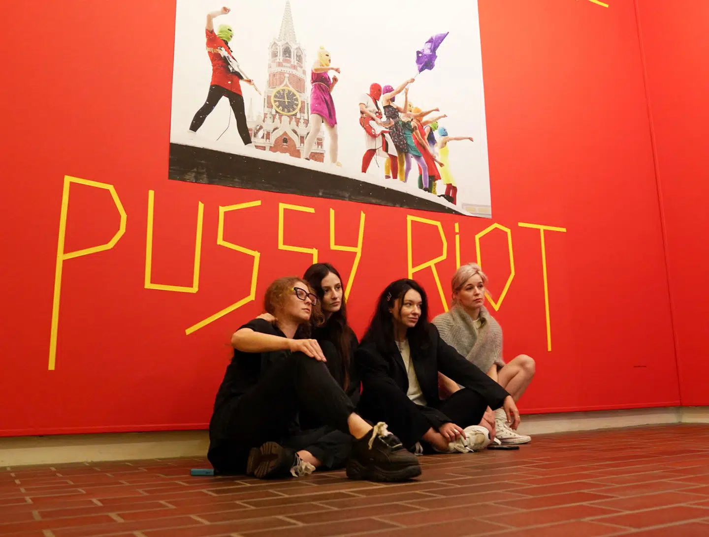 One of the founder members of Pussy Riot, Maria Alyokhina, poses with other activists from the group at the opening of an exhibition about the group's work at the Louisiana Museum of Modern Art in Humlebaek, Denmark, September 13, 2023. REUTERS/Tom Little