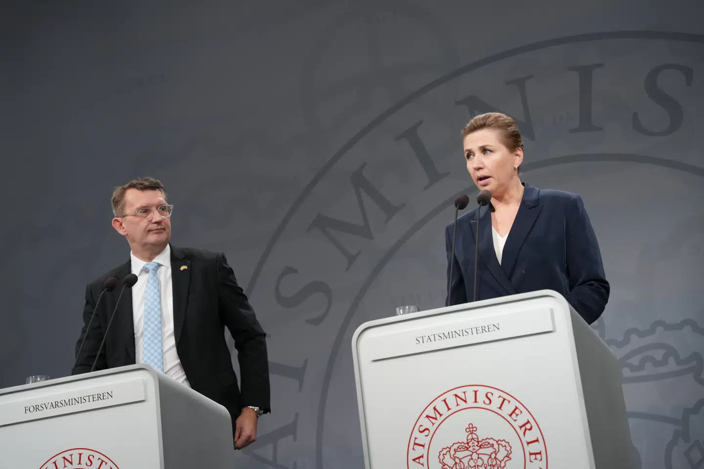 Statsminister Mette Frederiksen (S) og forsvarsminister Troels Lund Poulsen (V) holder pressemøde om forsvarssamarbejdet med USA.