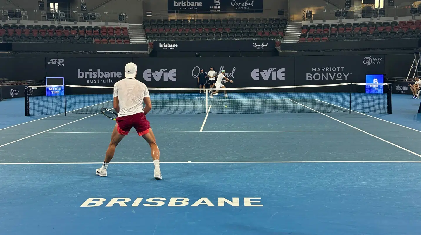 Holger Rune trænede torsdag med Rafael Nadal.