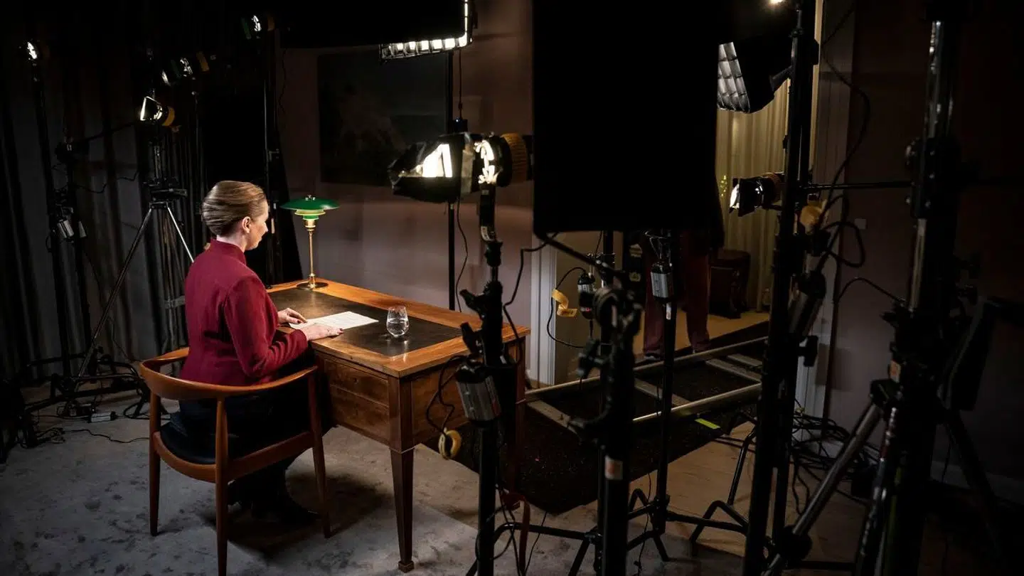 Statsminister Mette Frederiksen (S) holder nytårstale på Marienborg i Kongens Lyngby, søndag den 1. januar 2023. (Foto: Mads Claus Rasmussen/Ritzau Scanpix)