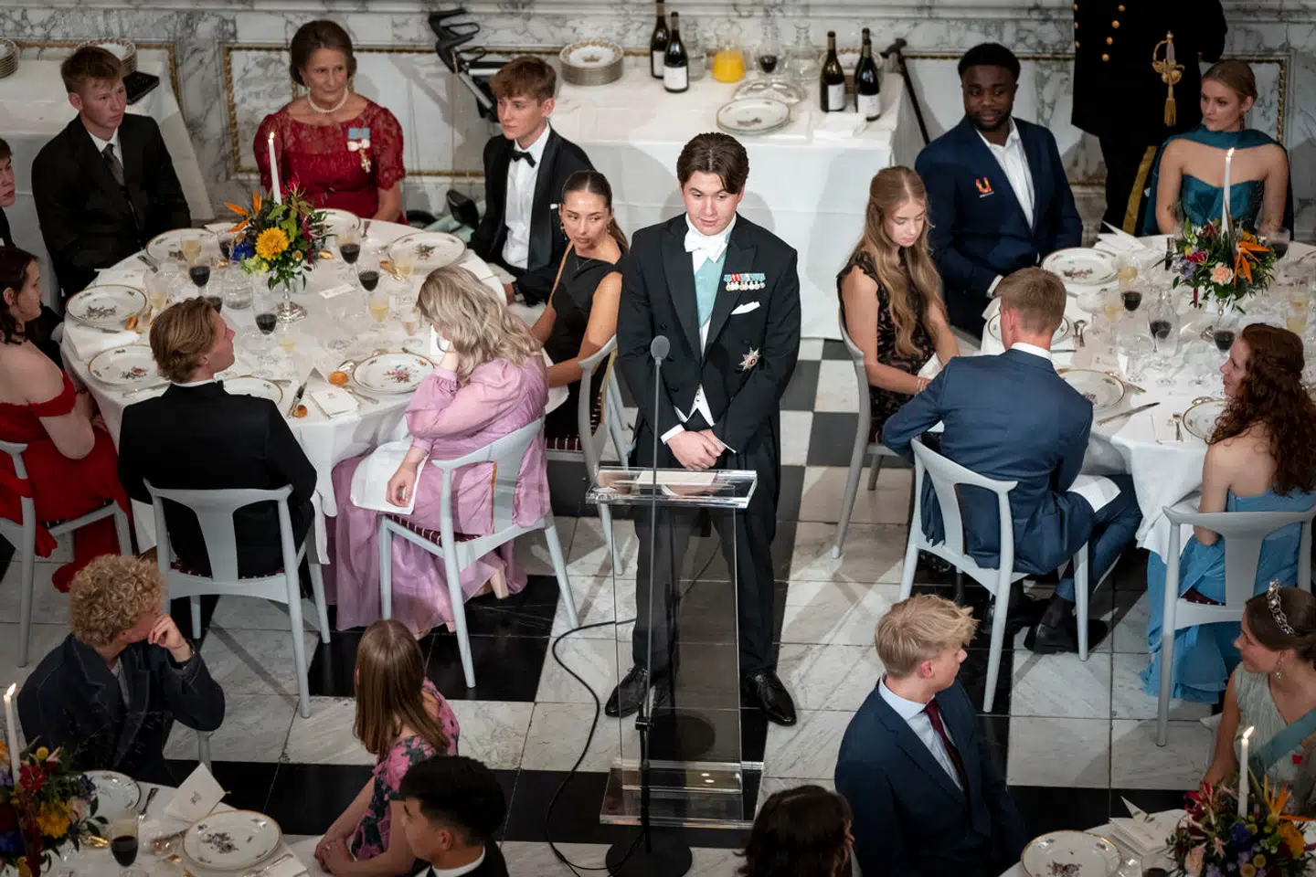 Prins Christian taler under sin 18 års fødselsdag, som fejres med en gallamiddag på Christiansborg Slot i København, søndag den 15. oktober 2023.