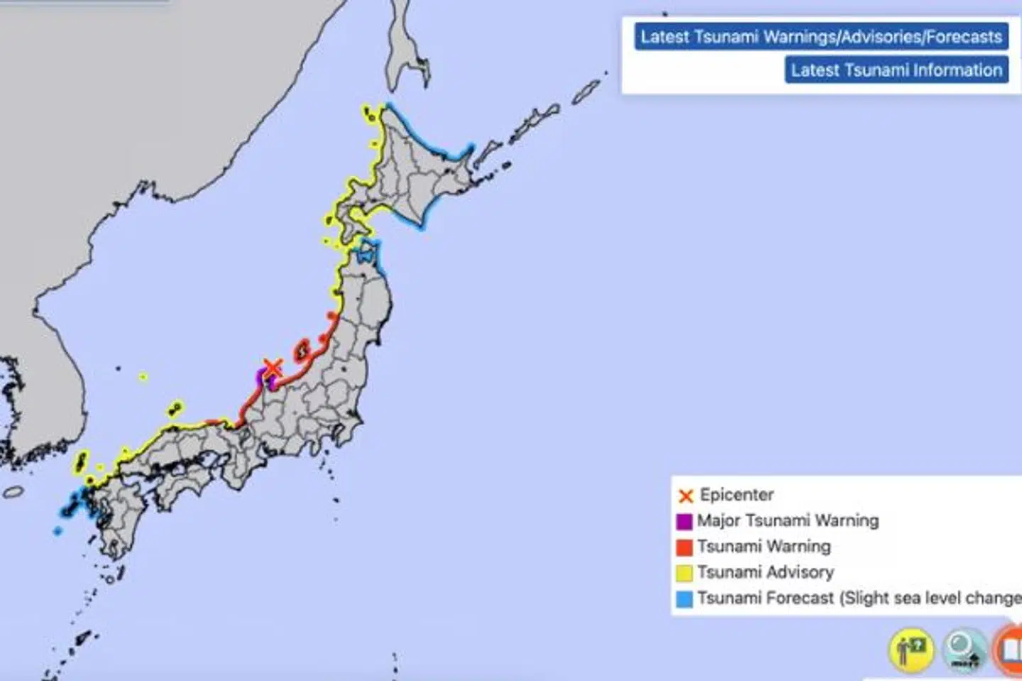 De japanske myndigheder advarer om, at en tsunami snart kan ramme de centrale dele af landet.