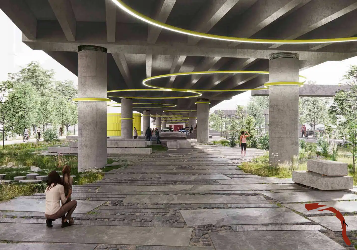 I 2023 vedtog politikerne på både Frederiksberg og i København at arbejde videre med et idéoplæg til en delvis nedrivning af Bispeengbuen. Her er en visualisering af, hvordan det kan komme til at se ud i fremtiden, fra det oplæg.
