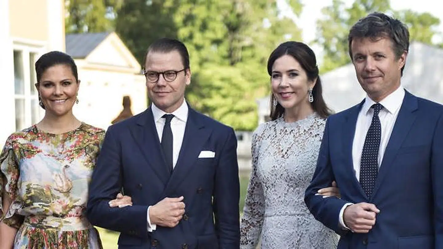 Kronprinsesse Mary og kronprins Frederik ses her med kronprinsesse Victoria og prins Daniel til officiel middag i Eric Ericssonhallan i Stockholm i forbindelse med Liveable Scandinavia 2017 i Stockholm.