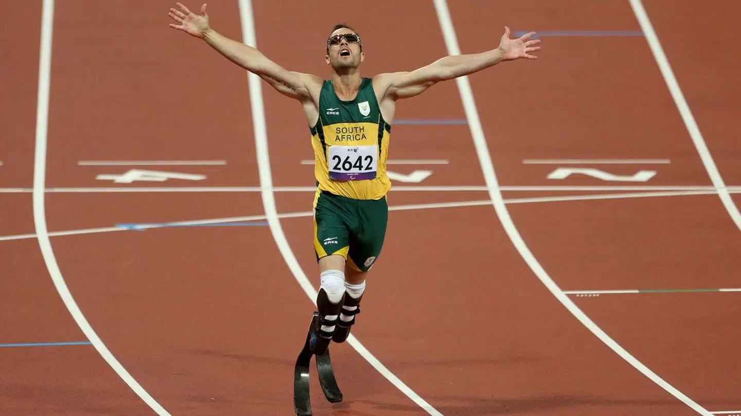 Oscar Pistorius fejrer OL-triumfen på 400-meteren tilbage i 2012.