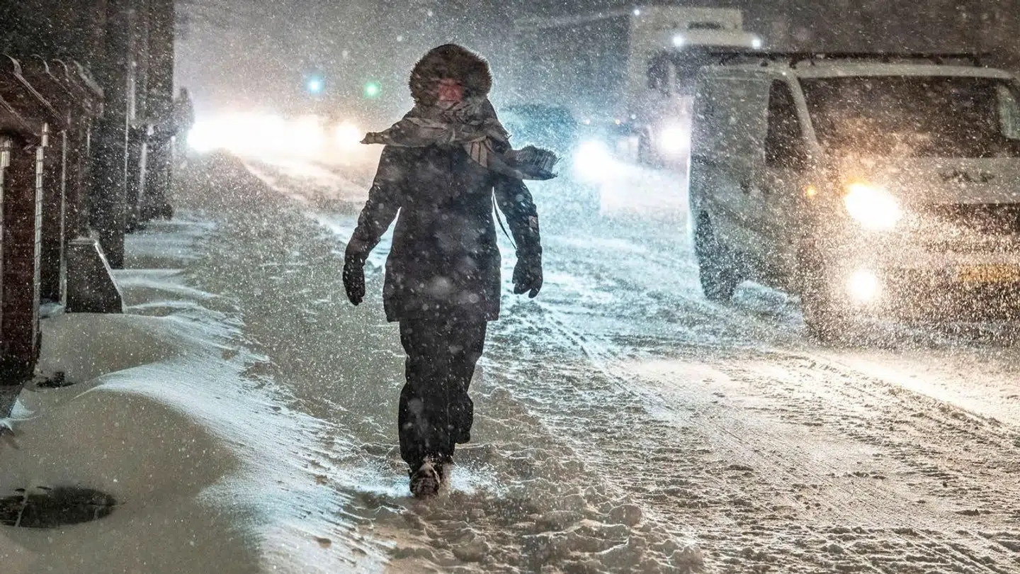 Sådan så det ud, da snestormen ramte i Aalborg tidligt onsdag morgen.