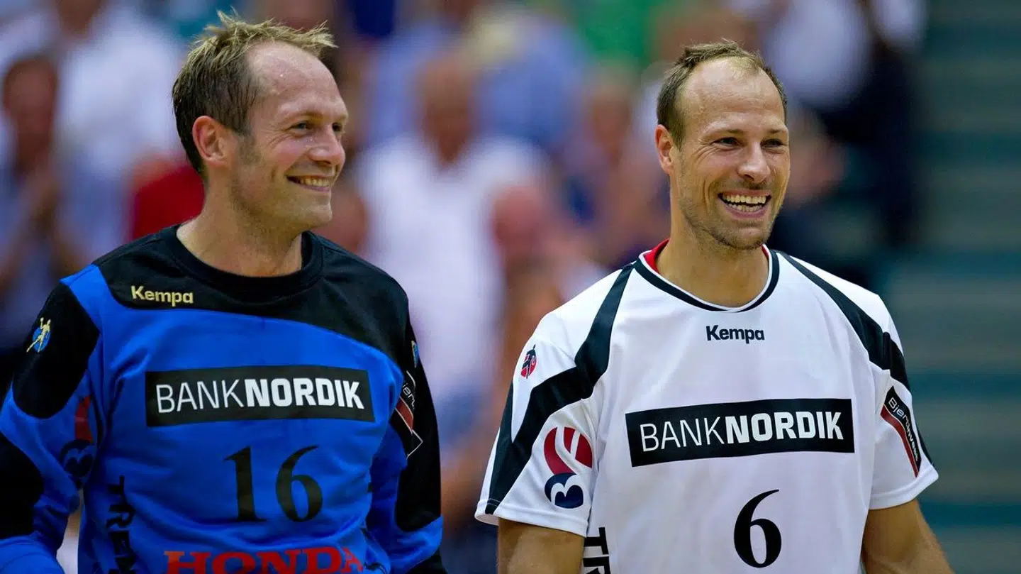 Kasper Hvidt (tv.) og Lars Jørgensen nåede både at spille sammen på klub- og landshold.