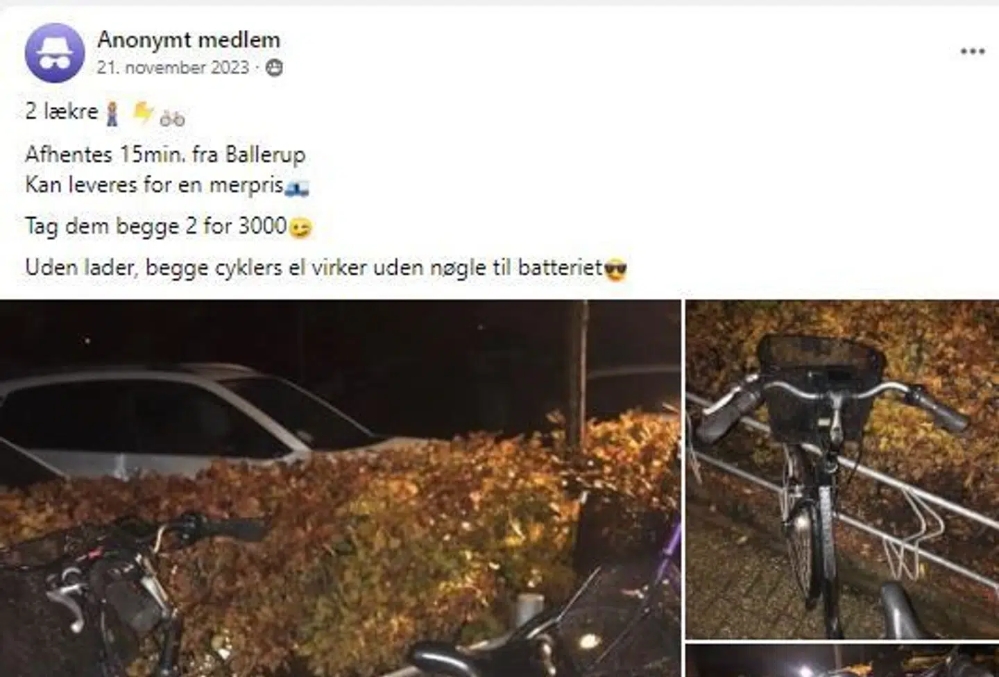 I flere grupper, hvor der samlet er mere end titusinde medlemmer, bliver især elcykler, ladcykler og racercykler sat til salg. Ofte med opsigtsvækkende lave priser.
