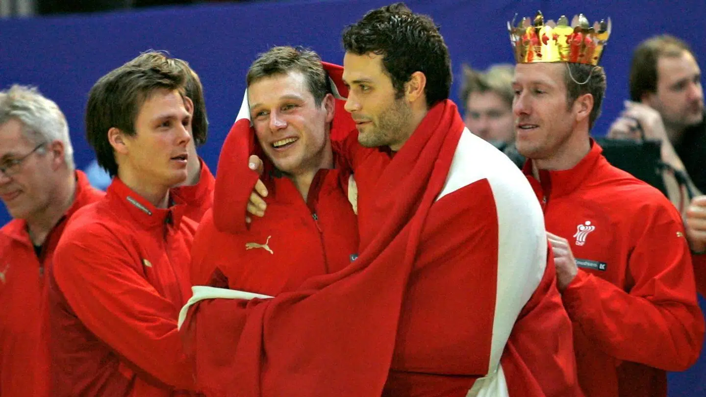 Michael V. Knudsen vandt EM-guld i 2008. Her sammen med Hans Lindberg, Jesper Nøddesbo og Kasper Nielsen.