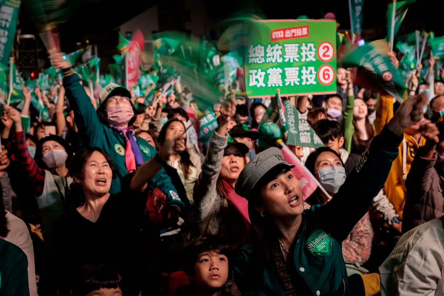 Valgfest og god stemning: Et flertal af taiwanerne har stemt på DPPs præsidentkandidat, Lai Ching-te. Det er præcis, hvad Kina havde ønsket at undgå. Det kan sættes regionen under fornyet pres.