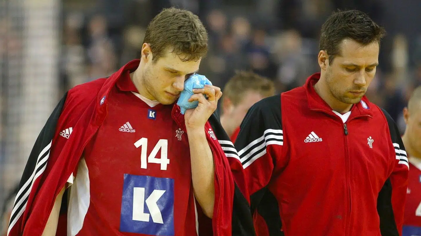 Michael Knudsen (tv.) og Morten Bjerre (th.) efter et nederlag ved EM.