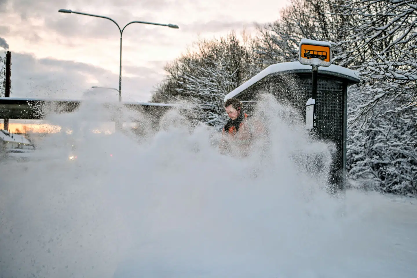 Tirsdag morgen den 16. januar 2024 vågnede borgene i Holstebro op til en snedækket Vestjylland. Foto: Morten Stricker