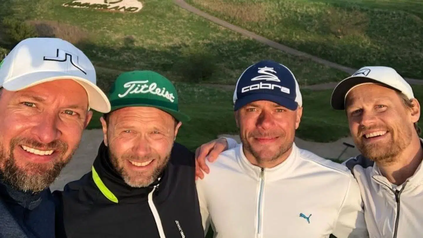 Kristian Gjessing ses stadig med flere af sine gamle kollegaer. Her med Lars Christiansen, Andreas Toudal og Kasper Søndergaard.